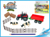 Kids Globe Set farma  traktor 10 cm s vlečkou so svetlom a zvukom