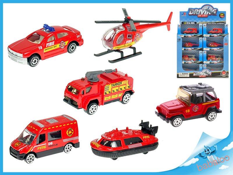 Hasičský vrtuľník 7-8cm kov 1:64 voľný chod 