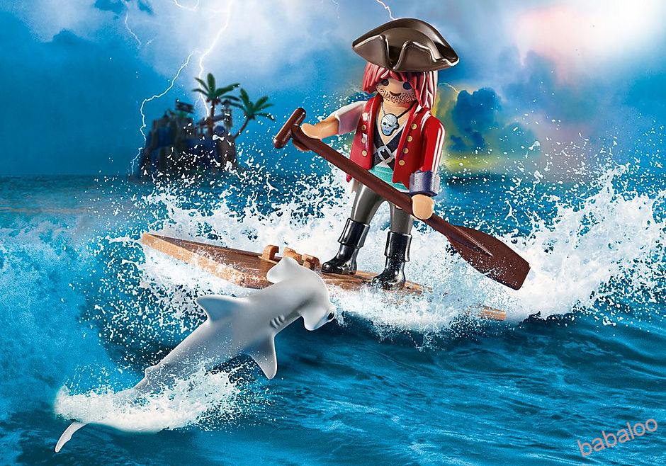 PLAYMOBIL 70598 - Pirát s plťou a žralokom kladivohlavým