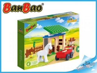 BanBao stavebnica Eco Farm stajňa s koníkom 59ks + 1 figúrka